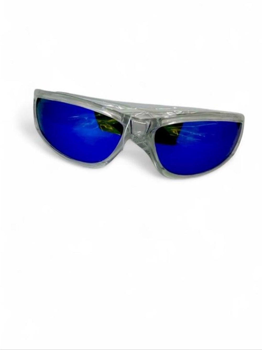 Sleek Clear Frame Mirror Blue Sunglasses
